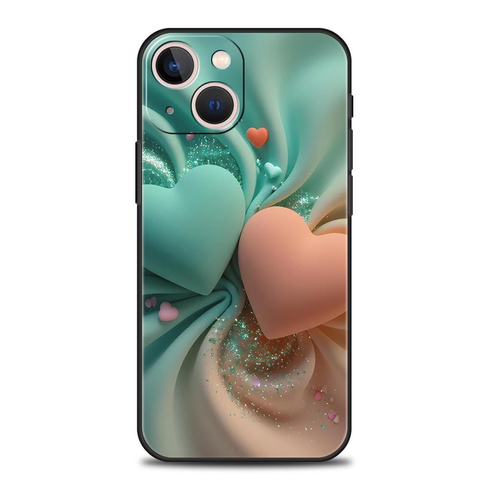 Colored Love Heart Printed Phone Case Cover for iPhone 17 16 15 14 13 12 Pro Max 11 Pro Max 17 AIR Plus Shockproof Soft TPU Bags