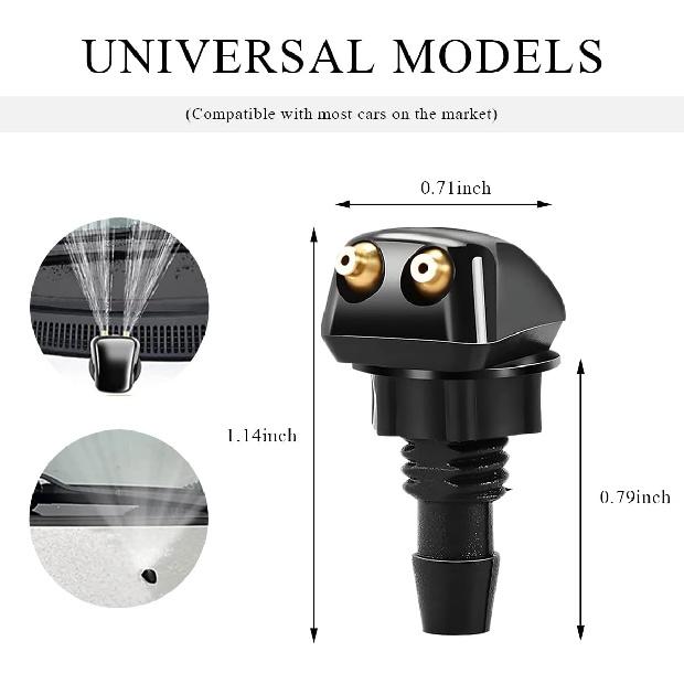 2 PCS Front Windshield Washer Nozzles, Windshield Left Right Wiper Washer Nozzle Sprayers, Windshield Squirter Nozzle Replacement for Most Cars SUVs