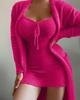2026 Women's Plush Three-Piece Lace-Up Pajama Set - Casual Home Wear