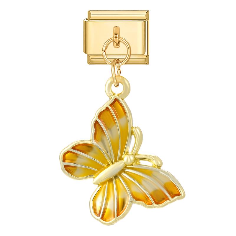 Gold Color Butterfly Bow Knot Star Swallow  Pendant Charm Links Fit 9mm Stainless Steel Bracelet DIY Making Men Women Gift