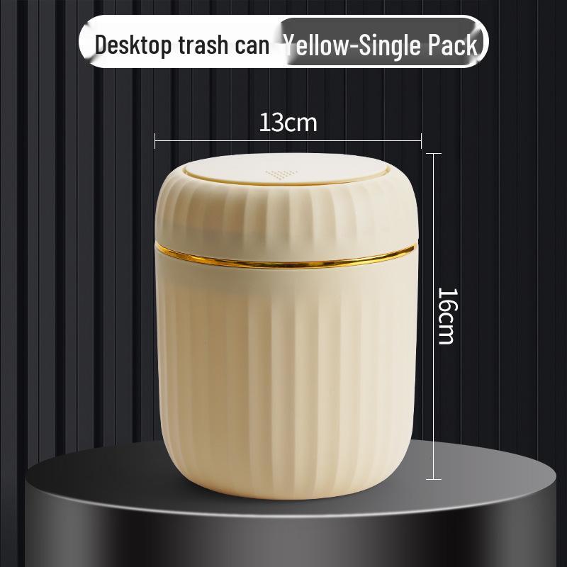 Compact Elegant Desktop Trash Can with Lid for Home and Office