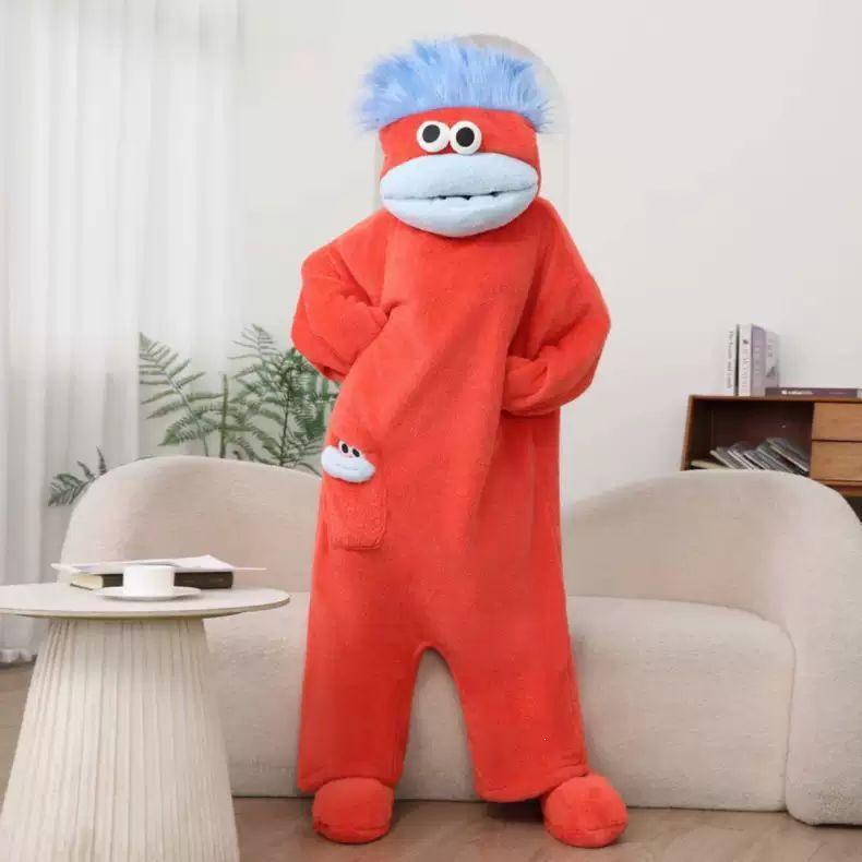 Big Mouth Cartoon Korallenfleece Pyjama - Verdickter Einteiler Winter-Schlafanzug für Damen