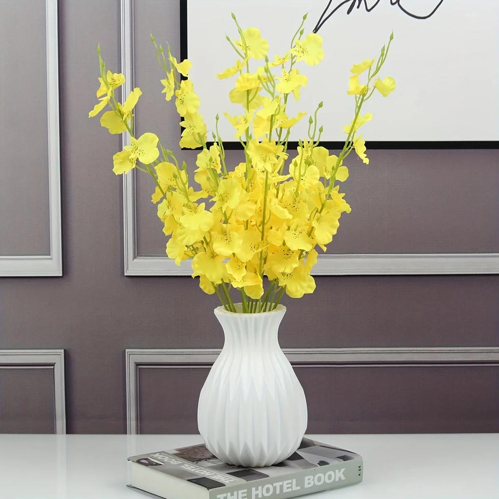 Modern Flower Vase Imitation Ceramic Flower Pot Decoration Home Plastic Vase Flower Arrangement Nordic Style Home Room Decor