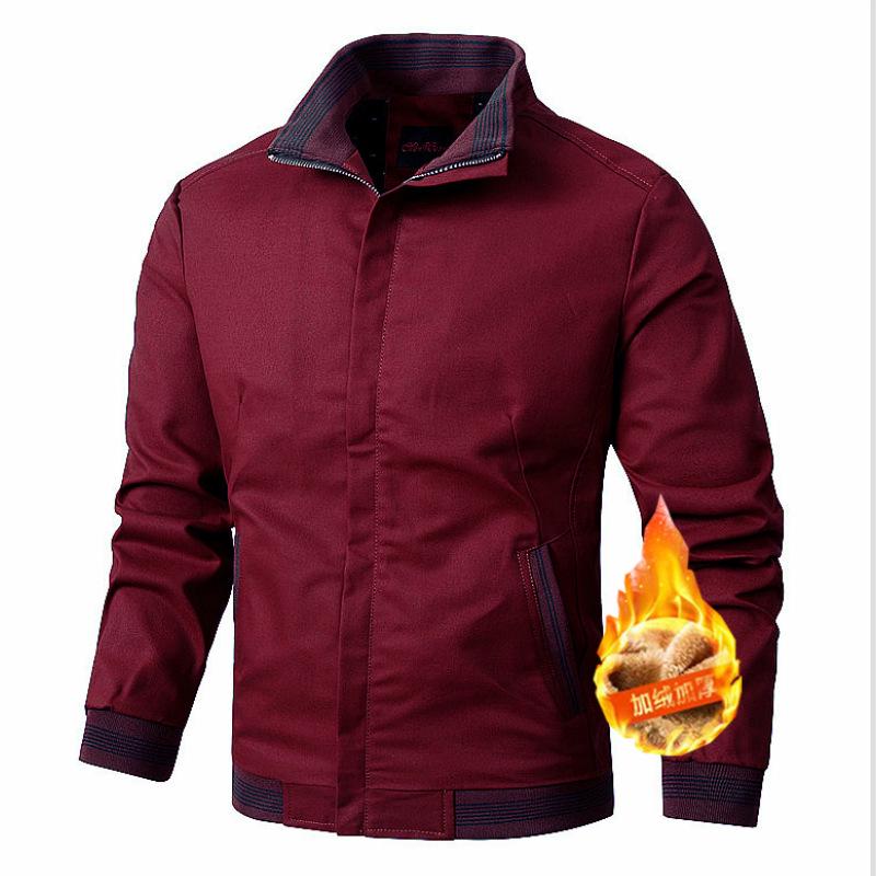 Men s Casual Plus Velvet Workwear Jacket - Washed Cotton Fabric Coat 4XL