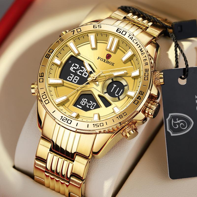 FOXBOX Digital Men Military Watch Waterproof Wristwatch LED Quartz Clock Sport Watch Male Big Watches Men Relogios Masculino+Box