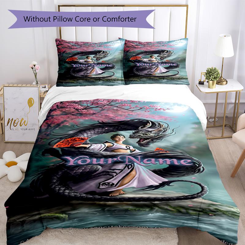 Illustrazioni Gotica Personalizza il tuo nome Set Biancheria da Letto Copripiumino Traspirante con Federe Decorazione per la Casa Regalo di Compleanno