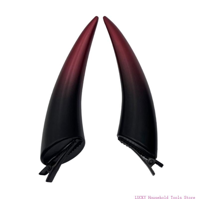 J0MC Devil Horn Ear Hair Clip Cosplays Hair Accessories for Halloweens Costume Props