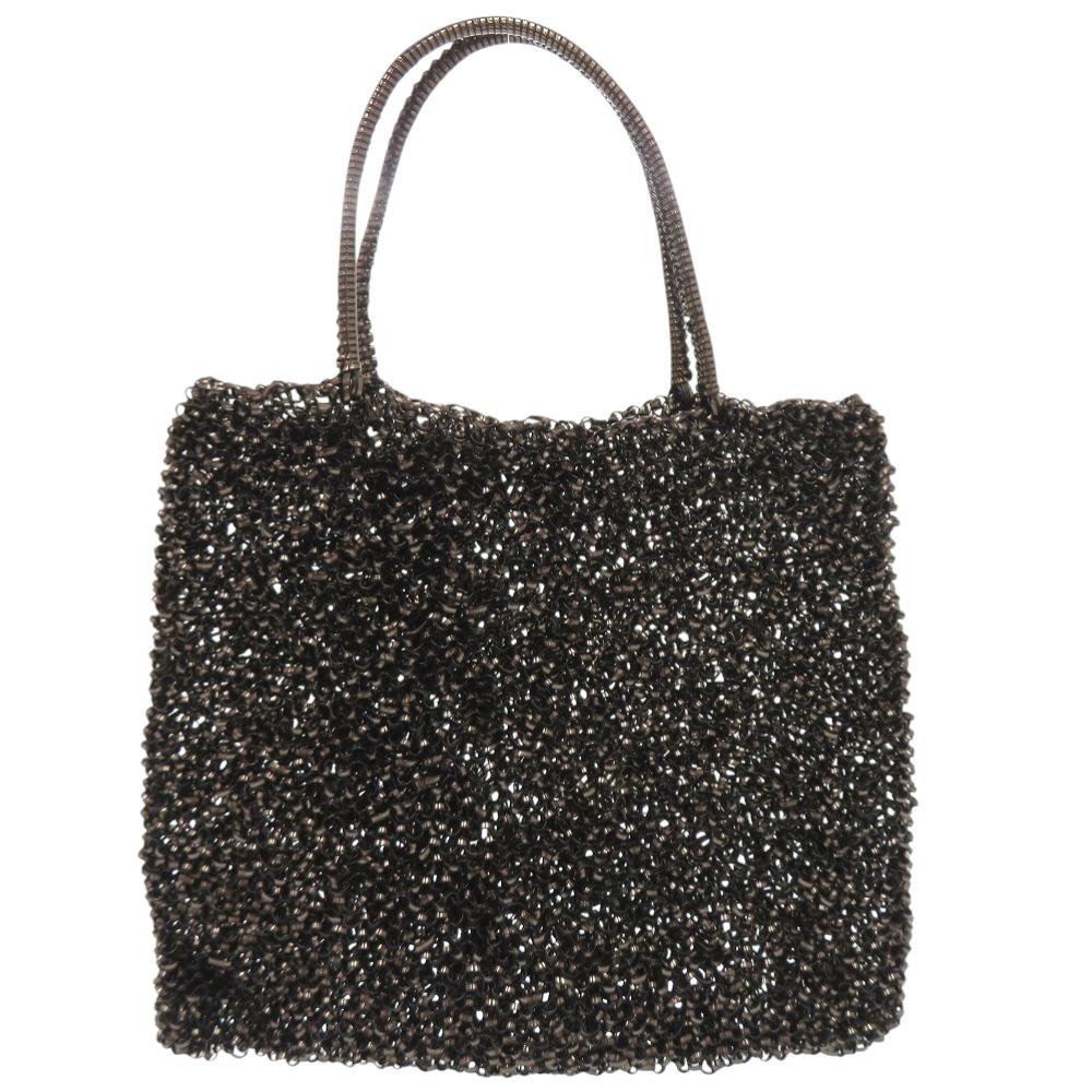 Used AUTHENTIC ANTEPRIMA Flower motifHand Bag Black wire