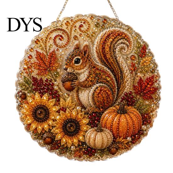 Window Hanging Art Autumn Diamond Painting Pendant, Acrylic Ornament, Decorative Craft for Outdoor Porch Decor Harvest Festival, Fall Theme