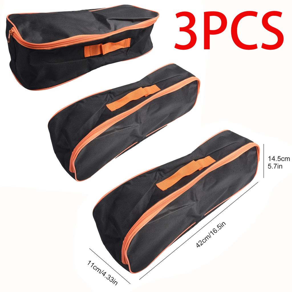 3PCS Black Tool Bag With Handle Zipper Closure For Vacuum Cleaner Parts Storage Case Wear Resistant Car Organizer Pouch PVC