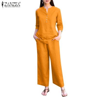 Women Blouse and Pants Summer Casual Two Piece Suit Set