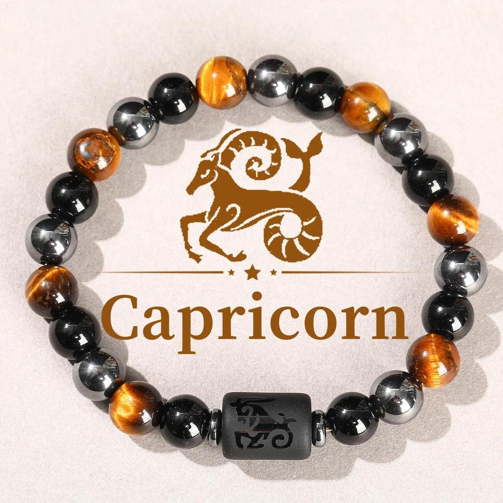 12 Tierkreiszeichen Naturstein Armband Zwillinge Steinbock Krebs Jungfrau Löwe Armband Damen Herren Freundschaftsschmuck Armbänder