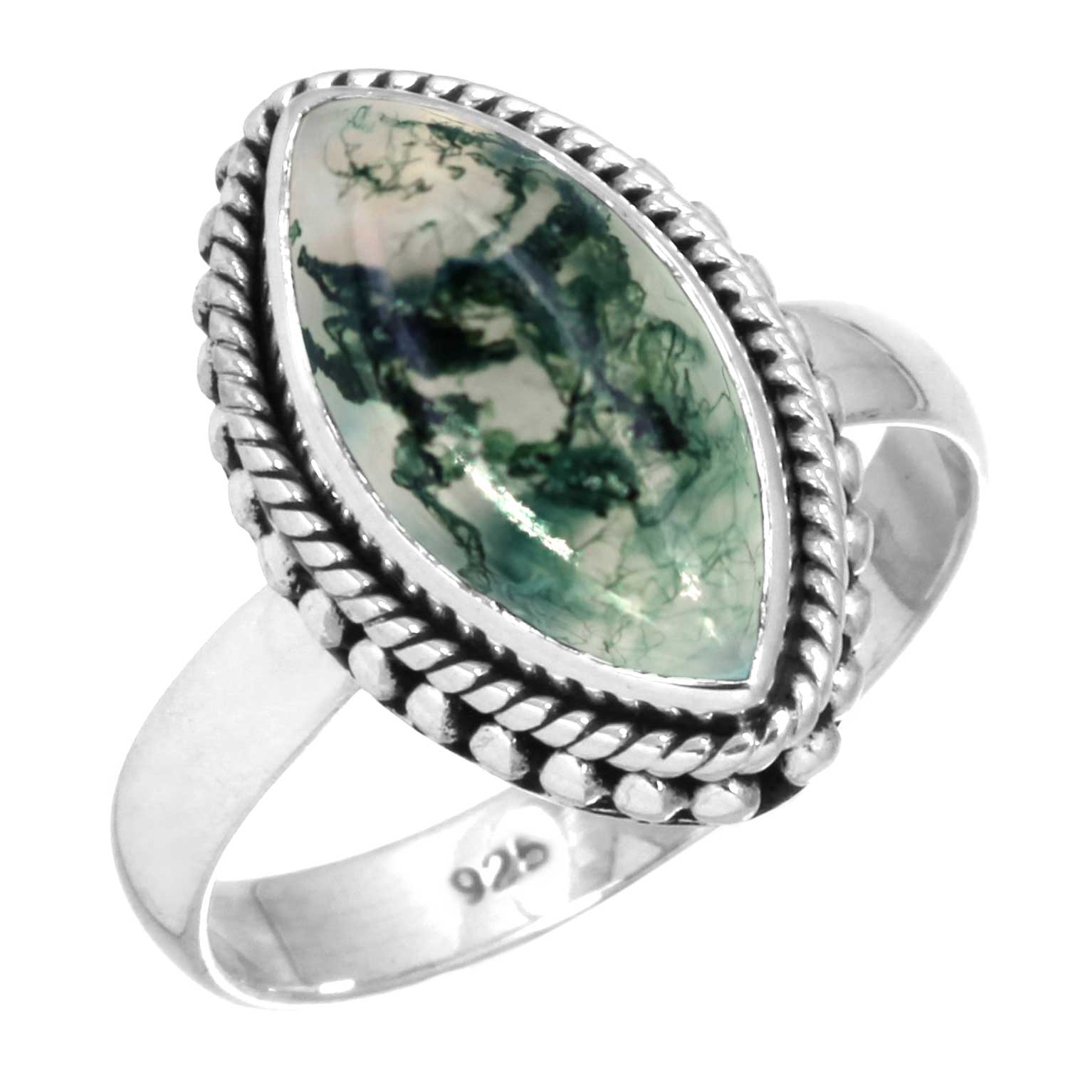 

Кольцо из стерлингового серебра 925 пробы Женское с драгоценным камнем Ручной работы Ювелирное изделие Подарок на День благодарения Мукаит Монтанский агат Моховой агат Иглистая устрица Родонит Глаз Шивы Коктейльное 12.5