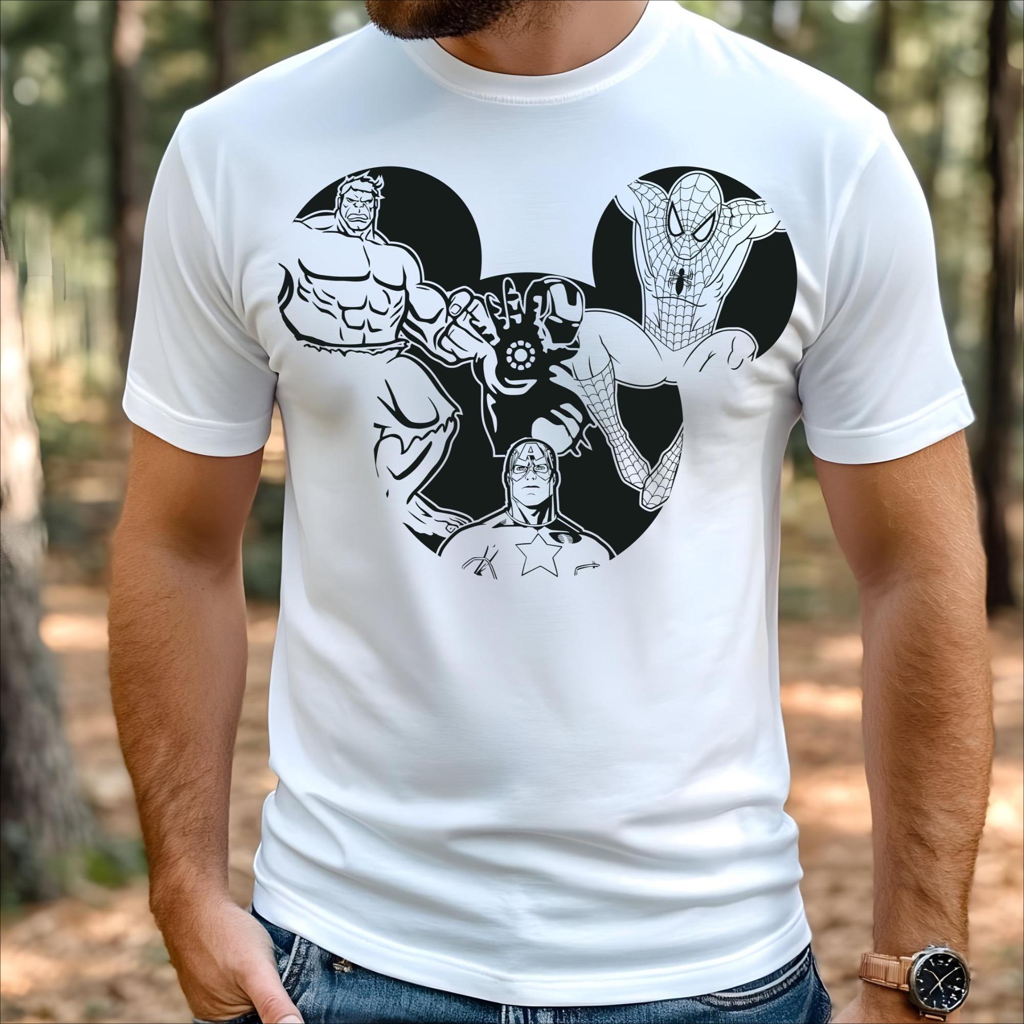 ZX Retro Avengers Mouse Head Graphic TShirt for Men Retro Marvel Print Tee Prue Cotton Streetwear Hip Hop Cotton Top Men Clothing S