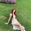 Pure desire style Spice girl irregular long dress women's summer new suspender design sense niche seaside vacation style dress