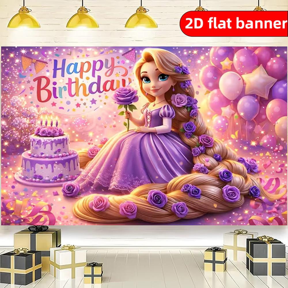 2D Flat 2D Flat - 2D Flat 2D Flat Banner Cartoon Princess Pattern Decorative Banner For Living Room/Bedroom/Room/Office/Gaming Holiday Decor
