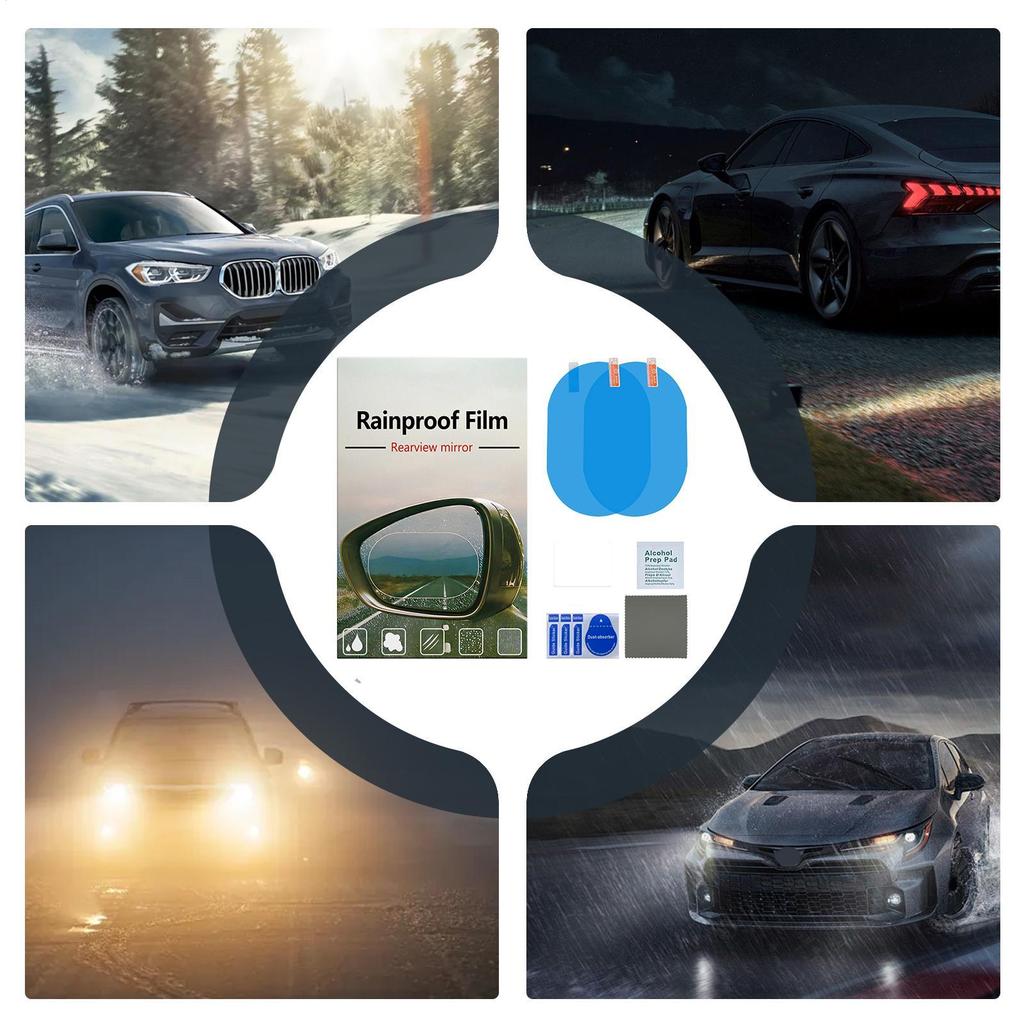 Car Rearview Mirror Film Side Window Rainproof Clear Film 2Pcs Anti Fog Window Mirror Protective Sticker Car Accessories
