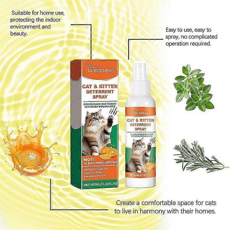 Natural Cat Deterrent Spray for Scratching with Orange Fragrance