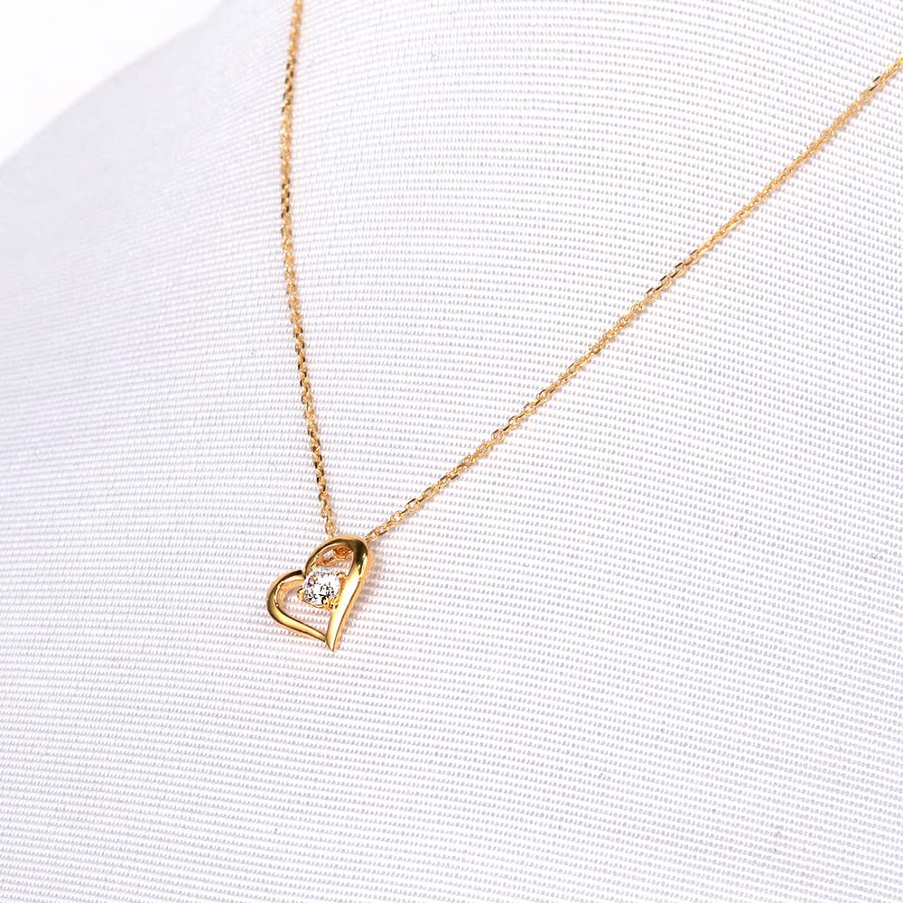 [Bloom] Silver Yellow Gold Plated Cubic Zirconia Heart Necklace 0772-1562-0019-0000