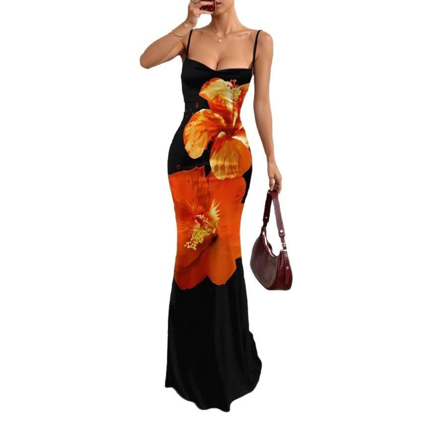 New Women's Clothing, Elegant and Slim Leopard Print Sleeveless Light Suspender Dress