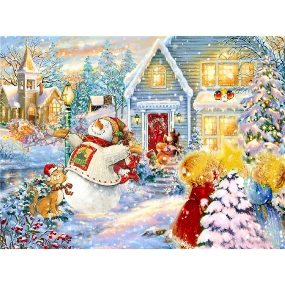 Pittura diamante arte trapano completo pupazzo di neve albero di Natale pittura diamante fatto a mano giorno nevoso fai da te diamante mosaico pittura decorazione della casa regalo di Natale
