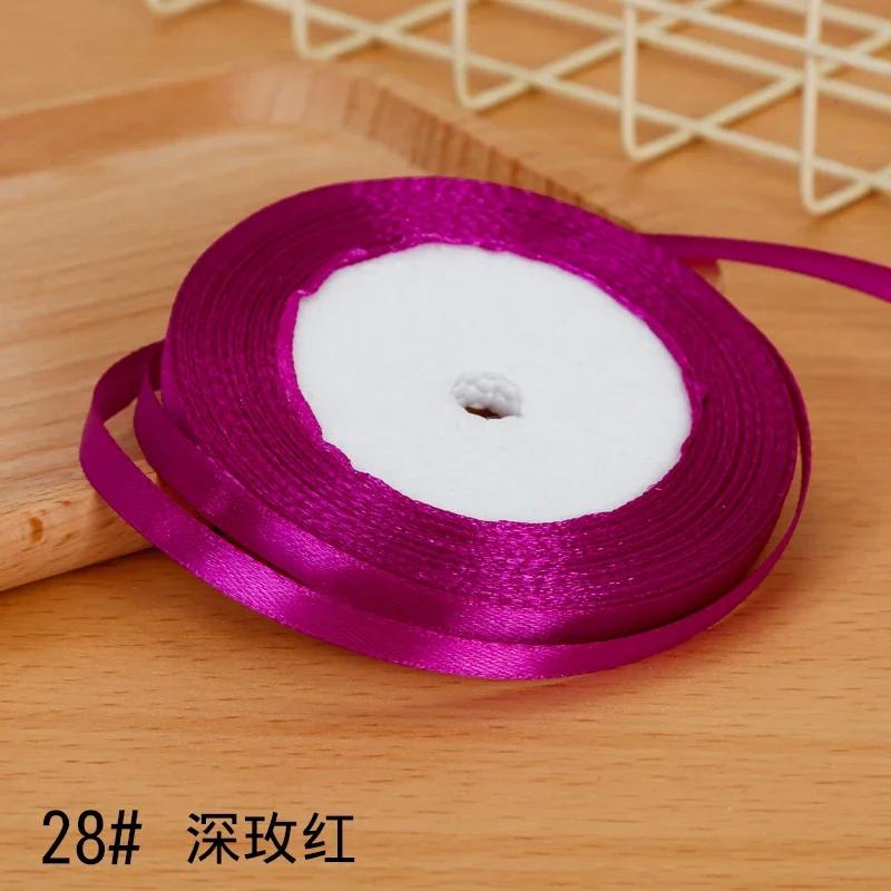 6mm Satin Ribbon DIY Artificial Silk Material Christmas Halloween Wedding Birthday Party DecorationHandmade Bows Gift Wrapping