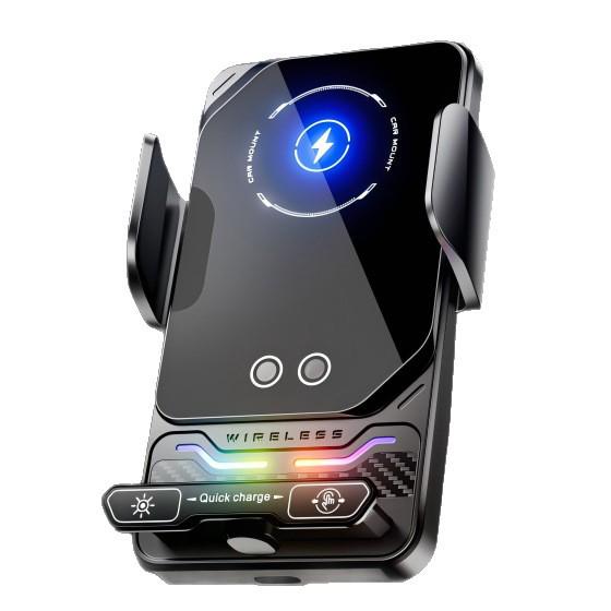 2026 Atmosphere Lamp 15W Car Phone Holder & Wireless Charger for Air Vent