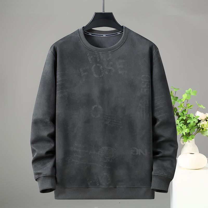 Мужская свободная толстовка большого размера 2024 - Модный весенне-осенний стиль для высоких и полных 4XL темно-серого