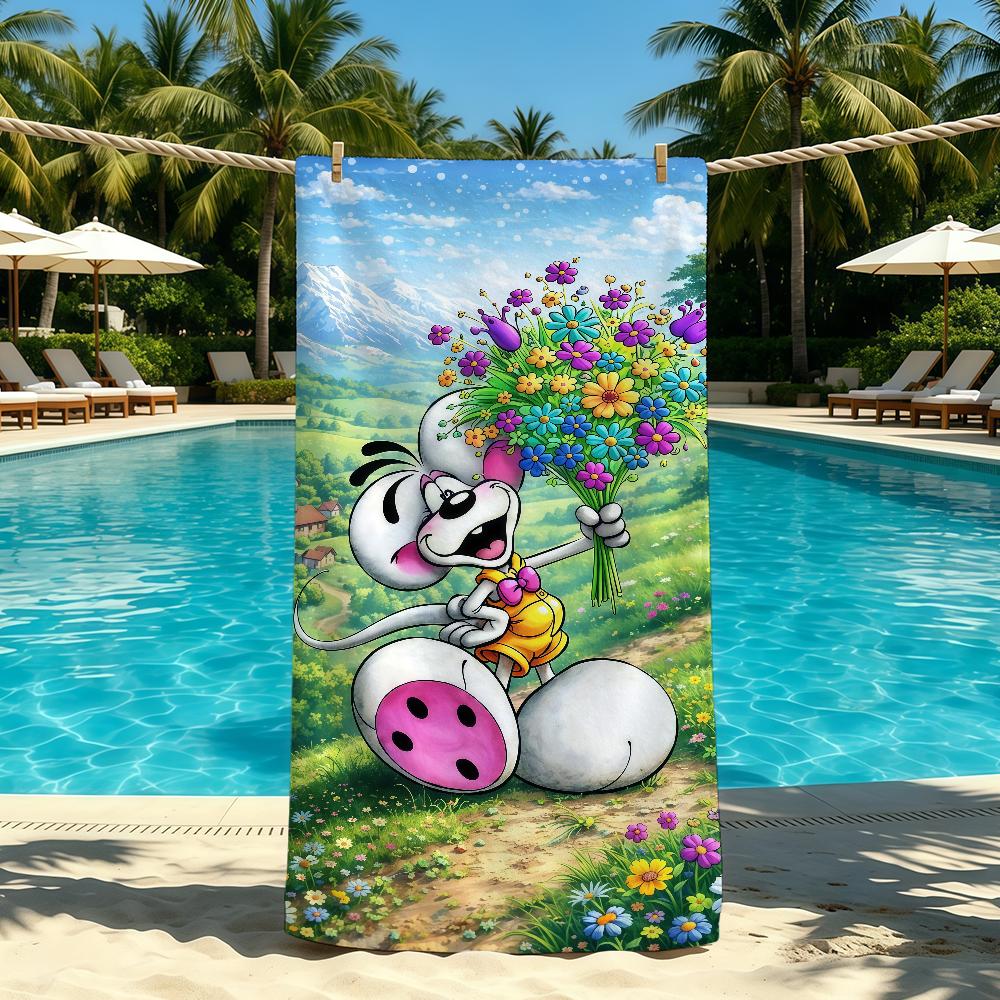Schattige D-Diddl Cartoon Handdoek Voor Buiten Kamperen Strandhanddoek Super Absorberend Sneldrogende Zomerhanddoek