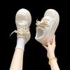 Fashion Women Platform Sneakers Black Leather Zipper Lace Up Casual Shoes Thick Bottom Sneakers Large Size Chaussure Femme 2025