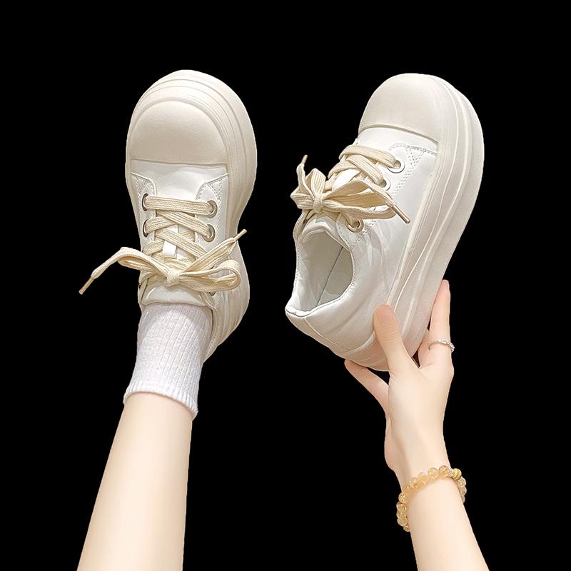 Fashion Women Platform Sneakers Black Leather Zipper Lace Up Casual Shoes Thick Bottom Sneakers Large Size Chaussure Femme 2025