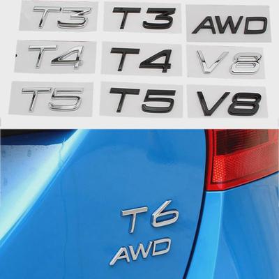 ABS Car Badge Rear Emblem Tail Sticker T3 T4 T5 T6 T8 V8 TO AWD Logo For Vol-vo V40 S40 S60 XC60 S40 XC90 S60L XC70 XC80 V60