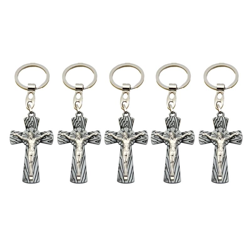 Cross Keychains Key Rings Religious KeyChains For DIY Car Hanging Simple Jewelry Handmade Gift