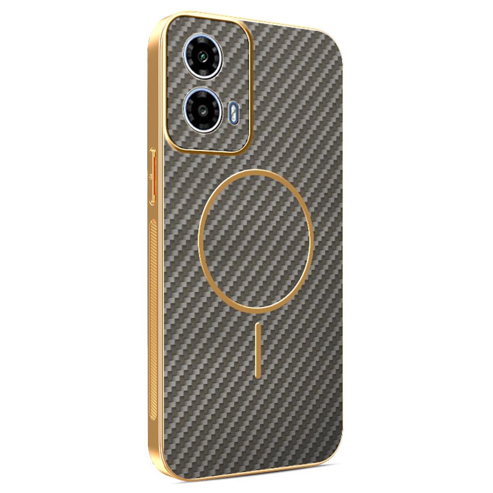For Motorola Moto G34 5G/G45 5G Phone Case Carbon Fiber Textured Electroplated TPU Back Cover