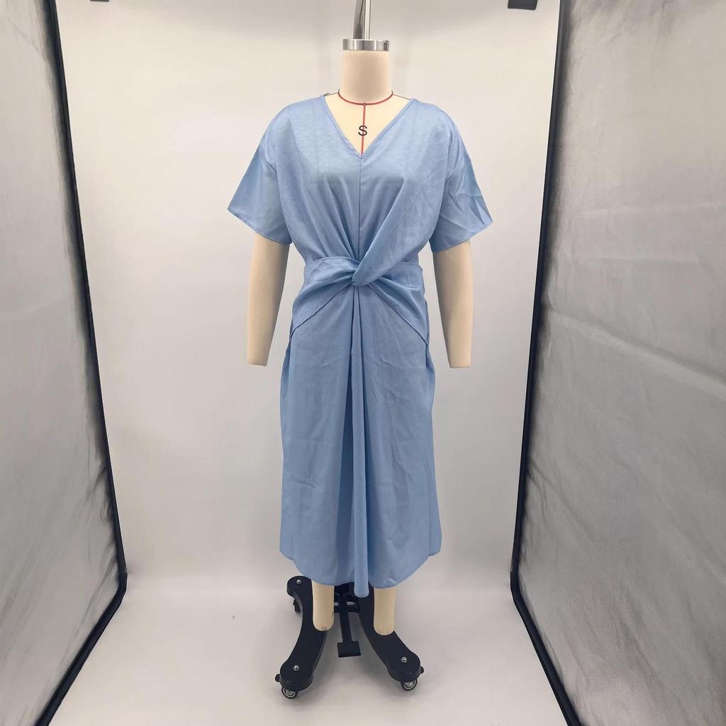 2026 European-American Summer Bohemian-Style Elegant Pleated V-Neck Dress