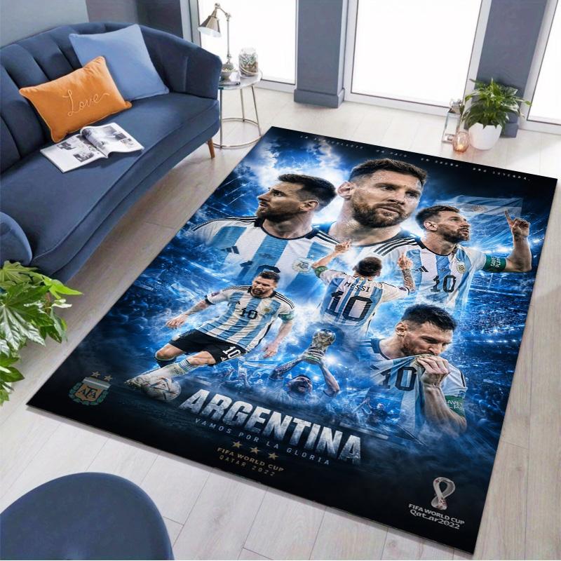 European Football Stars Collage With Champion Trophy Area Rug Non Slip Floor Carpet Soccer Fan Home Decor Mat