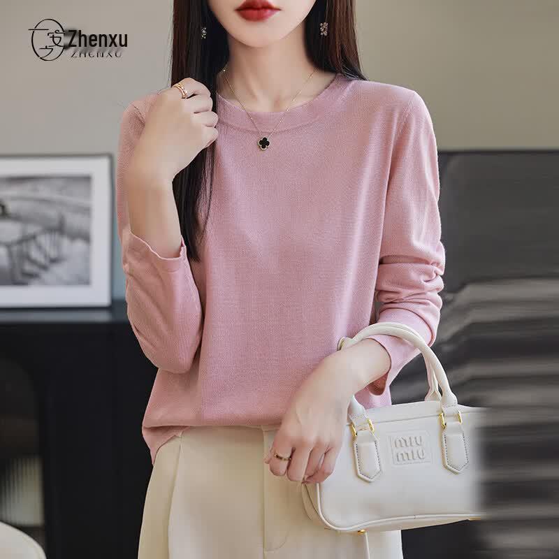 Zhenxu Women's Lyocell Silk Wool Blend Knit Sweater