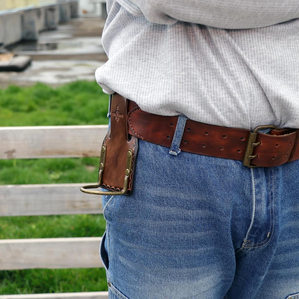 TOURBON Leather Tool Holder for Nail and Belts Hammers, Hatchets, Pullers,