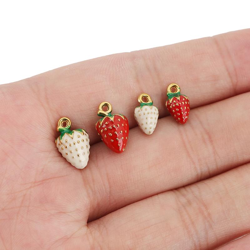 2pcs Never Fade PVD Stainless Steel Earrings Charms Necklace Pendants Fruit Strawberry Charms for DIY Findings Jewelry Making
