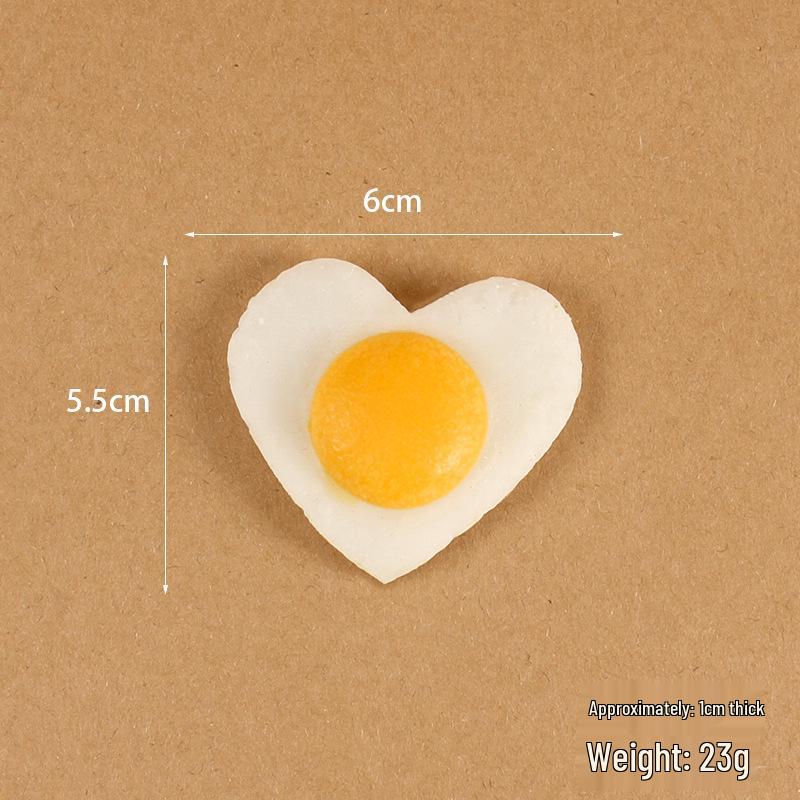 Heart-shaped Fried Egg Fridge Magnet - Fake Boiled Egg Kitchen Decoration Toy