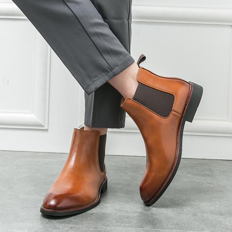 Mens Dress Boots Fashion Chelsea Boots Brand Business Casual Leather Boot British Style Short Boots for Men Ankle Boot Botas2025