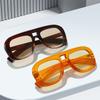 Large-frame, double-bridge, minimalist sunglasses for outdoor use and sun protection during vacations