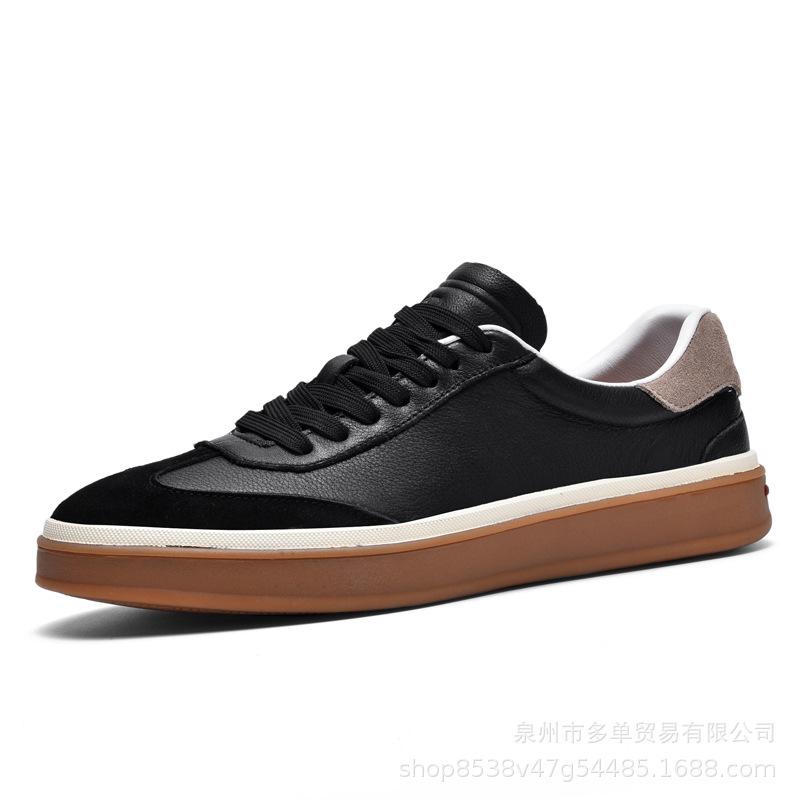 Retro light luxury leather low-top retro moral training trendy shoes fashionable and simple flat white leather shoes comfortable casual board shoes