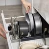 Retractable Stainless Steel Kitchen Organizer: Multifunctional Pot Lid & Cutting Board Rack