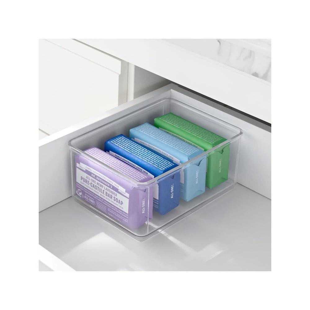 Medium Clear Storage Bin Organizer Stackable Modular BPA Free Plastic Insert Home Office Toy Room Kitchen Fridge Organization