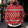 Men's Casual Loose Fit Hooded Sweatshirt with Christmas Print and Large Pockets
