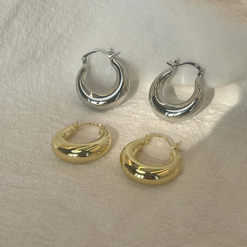 Trendy Hook Smooth Exquisite Big Circle Hoop Earrings for Women Girl Wedding Party Large 316L Stainless Steel Jewelry