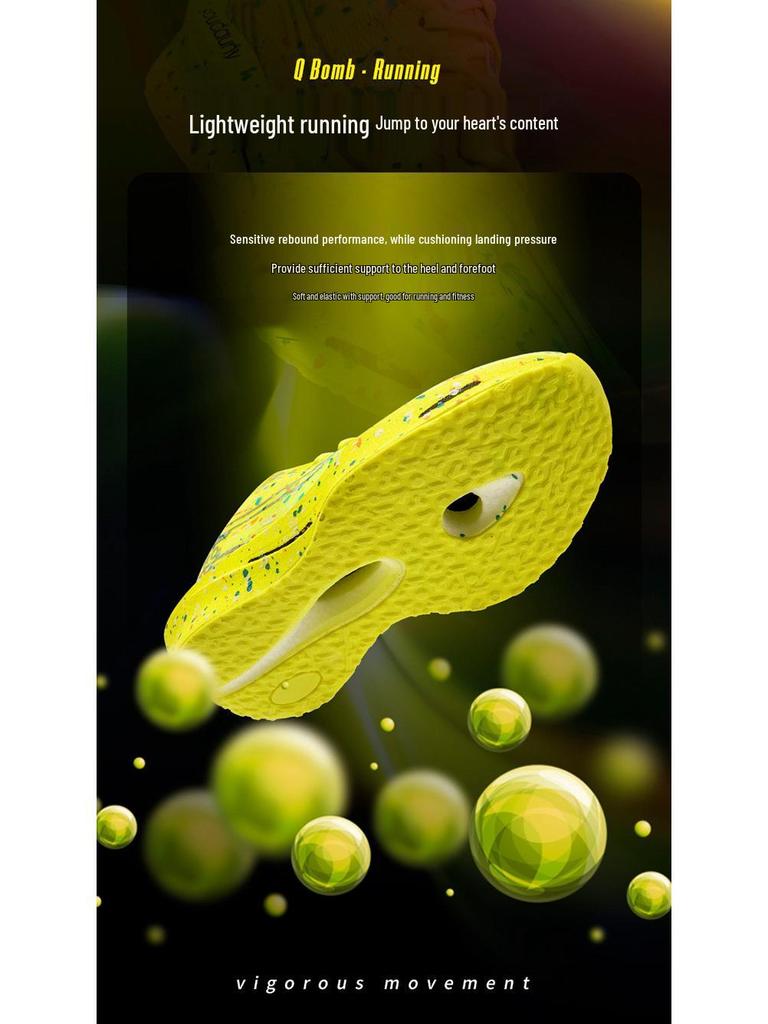 Yellow Lightweight Night-Glow Running Shoes with Carbon Plate for Students - Lace-Up Sports Shoes for Long-Distance Speed Racing