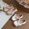 Frühling/Herbst 2026 Mädchen Quadratische Zehenpartie Perlen Schleife Prinzessin Schuhe - Weiche Sohle Rutschfeste Loafer