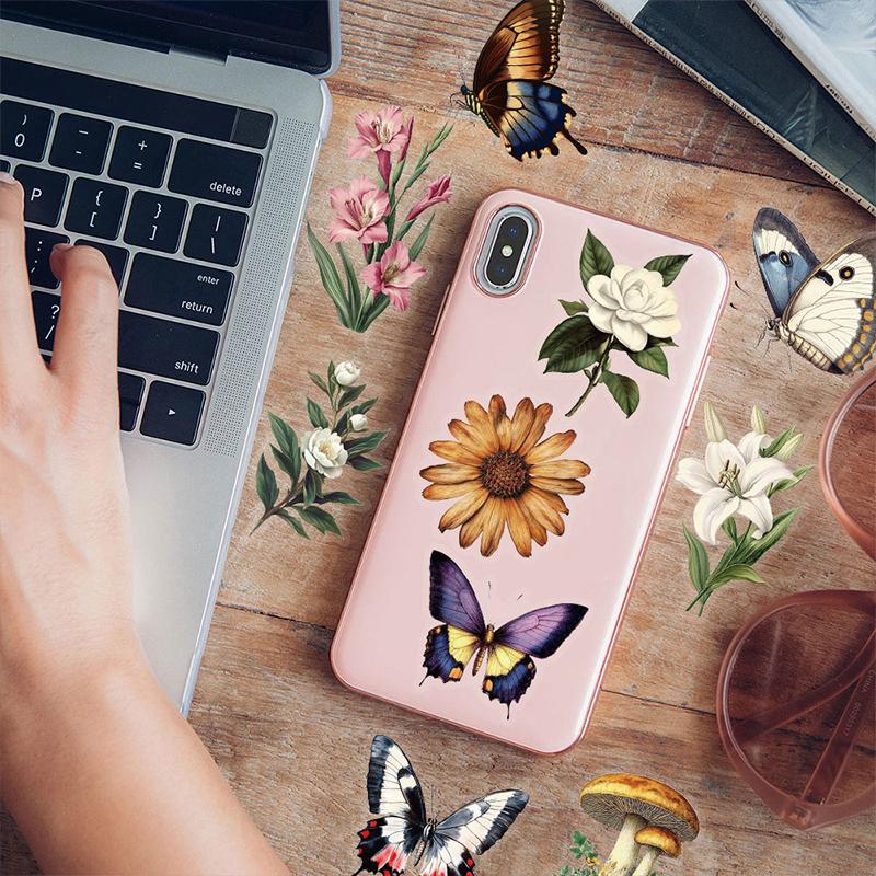 50pcs Retro Forest Mushroom Butterfly Graffiti Sticker Stationery Helmet Guitar Diary Water Bottle Decals